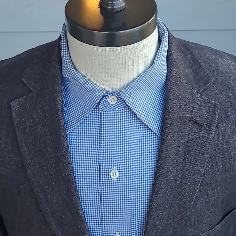 HUGO BOSS Pasolini Dark Brown‎ Weave Linen Sz 40 L Sport Coat Blazer